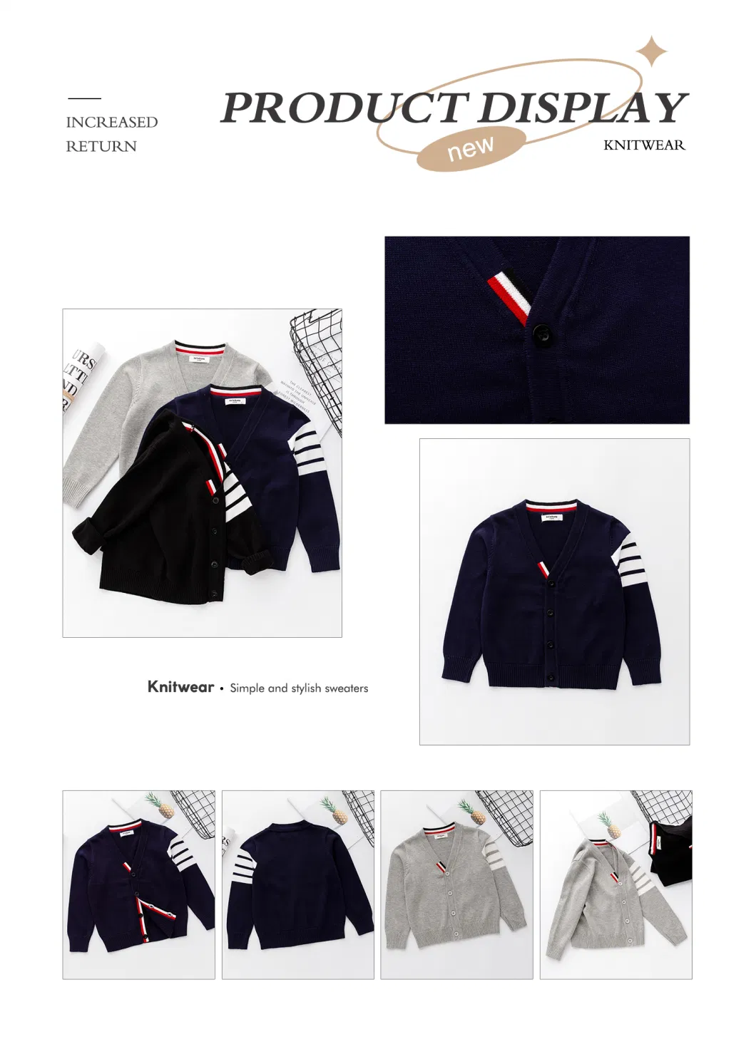 Custom Boys Knitwear Striped School Uniform Sweaters